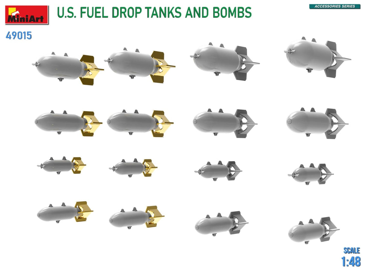 MiniArt 1/48 U.S. Fuel Drop Tanks and Bombs Plastic Model Kit