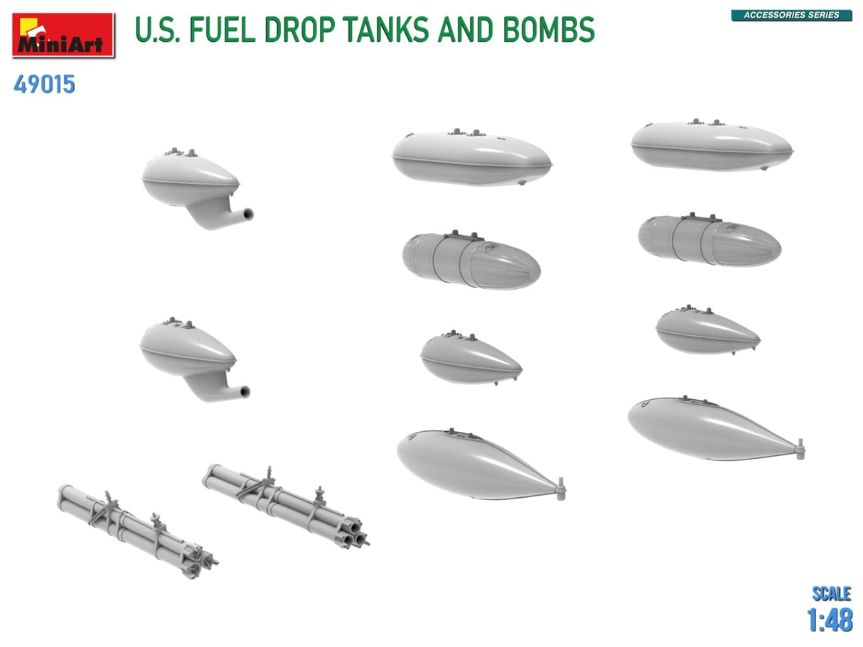 MiniArt 1/48 U.S. Fuel Drop Tanks and Bombs Plastic Model Kit