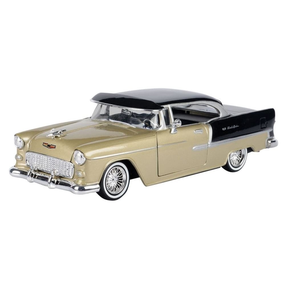 Motor Max 1/24 1955 Chevy Bel Air Get Low Series Beige / Black - Hobbytech Toys