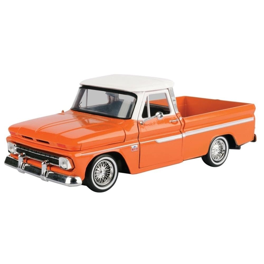 Motor Max 1/24 1966 Chevy C10 Fleetside Pickup Get Low Series Orange / White - Hobbytech Toys