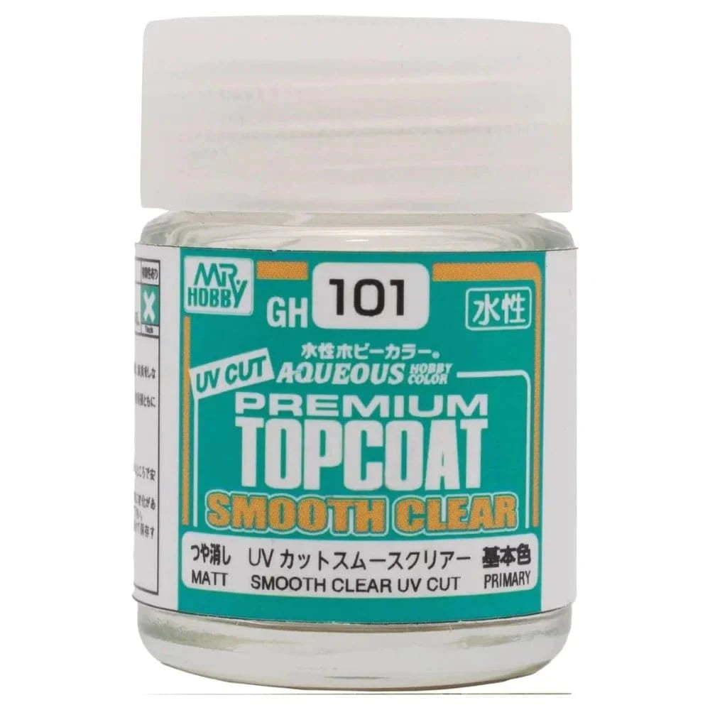 MR Hobby GH101 Aqueous Premium Topcoat Smooth Clear UV Cut Flat Acylic Paint 12ml - Hobbytech Toys