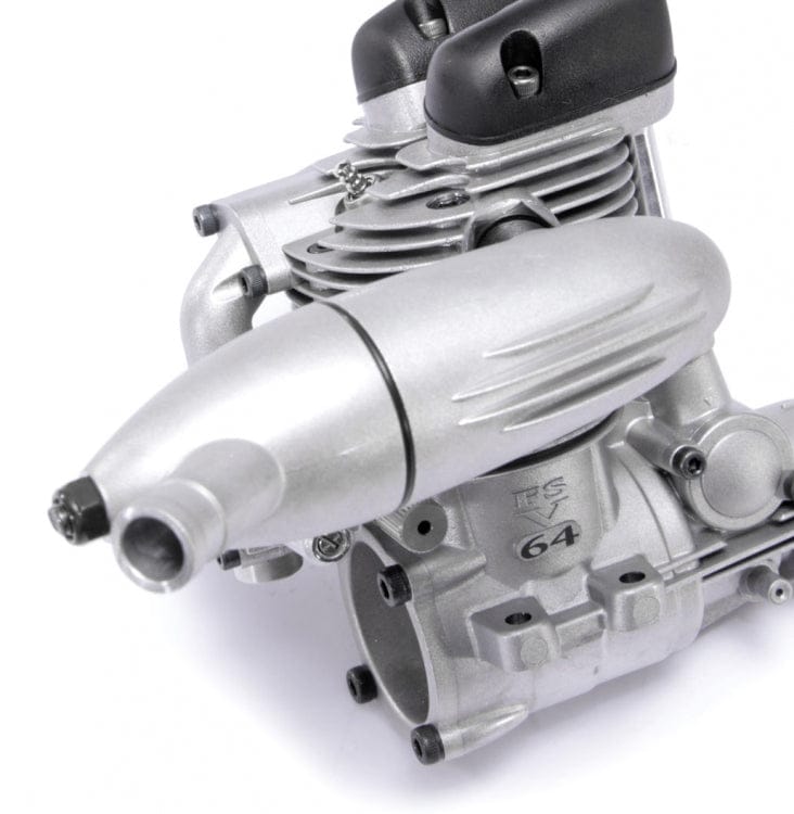 OS Engines F-4051 silencer body shown installed on FS-64V - OSM40625110