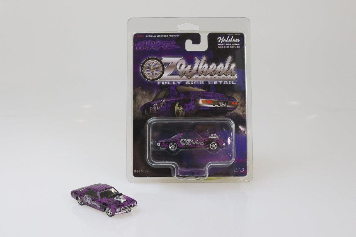 Oz Wheels 1/64 Oz Wheels Wrapped Hanful Monaro Fully Sick Detail in Protector - Hobbytech Toys