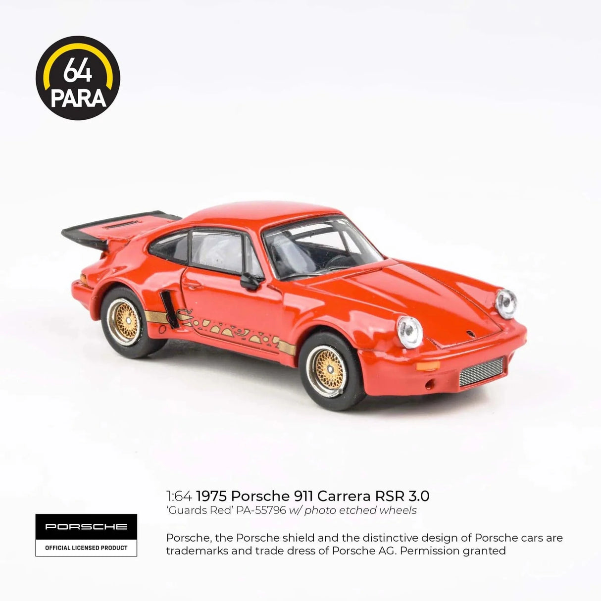 Para64 1/64 Porsche 911 Carrera RSR 3.0 Guards Redw/ photo etch wheels Diecast Model Car