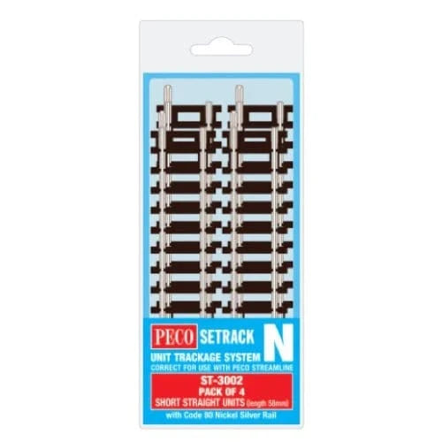 Peco ST - 3002 N Scale Code 80 Short Straight (4pcs) - Hobbytech Toys
