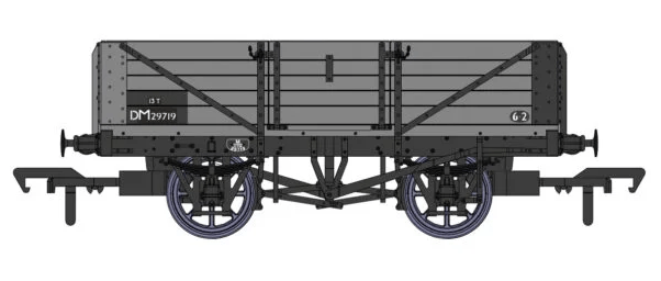 Rapido UK 937014 OO Scale LMS Dia.1666 Open 5 Plank - No.DM29719 - BR Grey - Hobbytech Toys