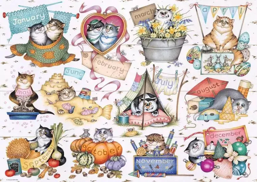 Ravensburger Crazy Cats Cats Calendar 1000pc Puzzle