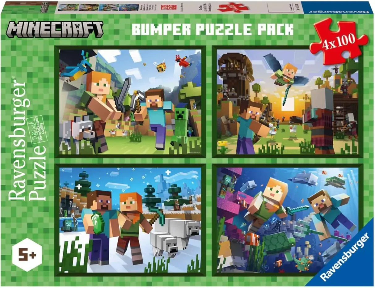 Ravensburger Minecraft Bumper Puzzle Pack 4 x 100pc