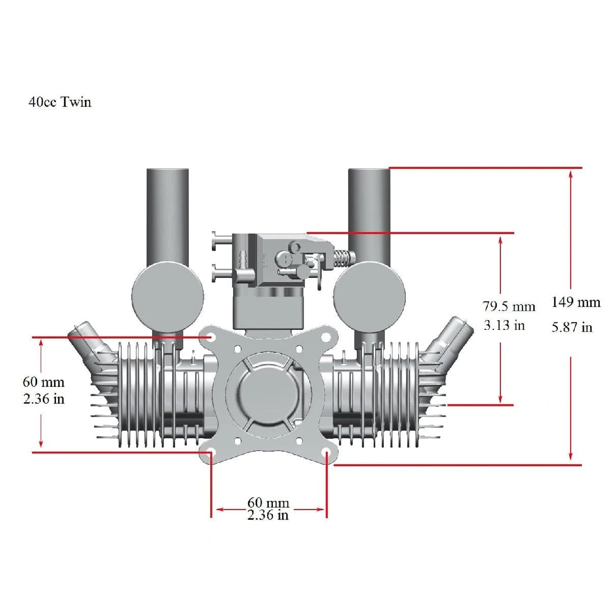 RCGF 40cc Twin Cylinder 2 Stroke Gas RC Plane Engine - Hobbytech Toys