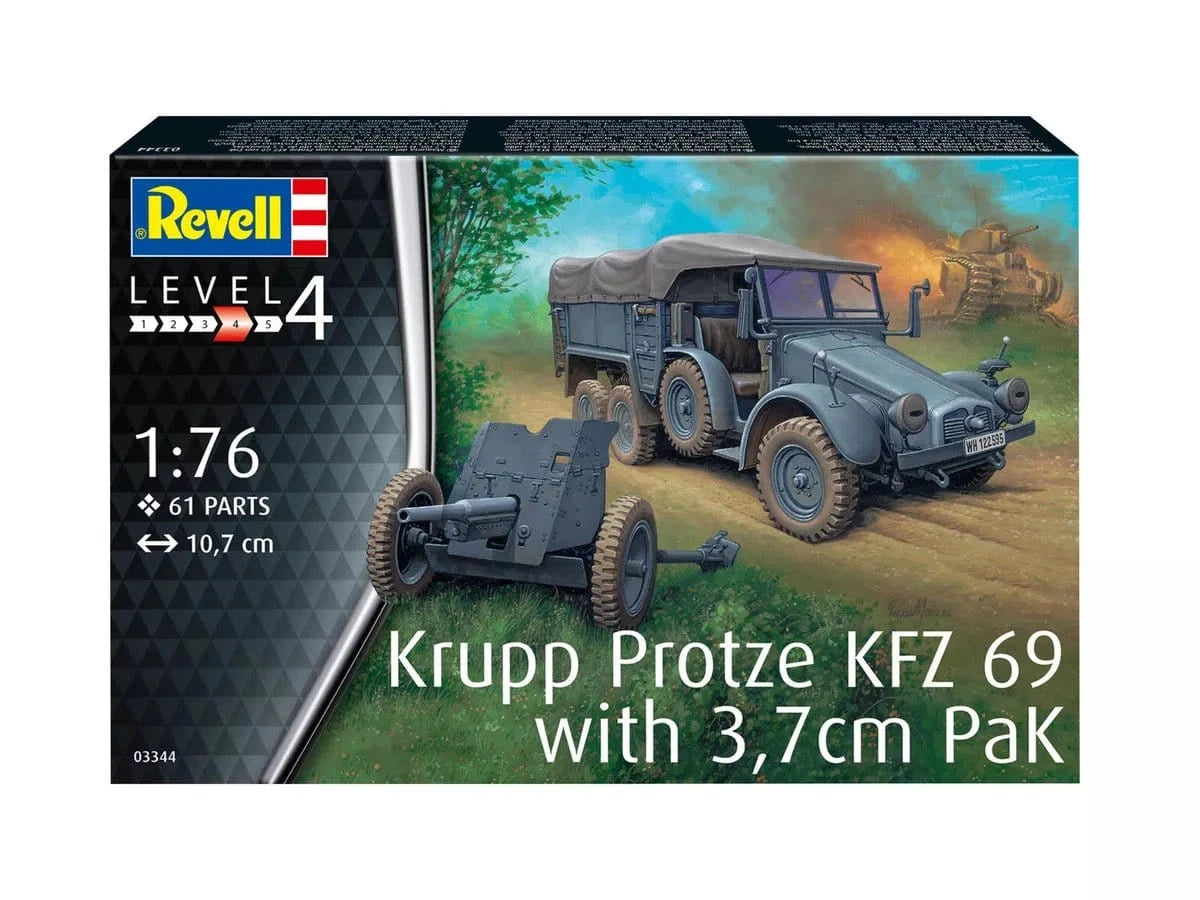 Revell 03344 1/76 Krupp Protze KFZ 69 with 3.7cm Pak Plastic Model Kit - Hobbytech Toys