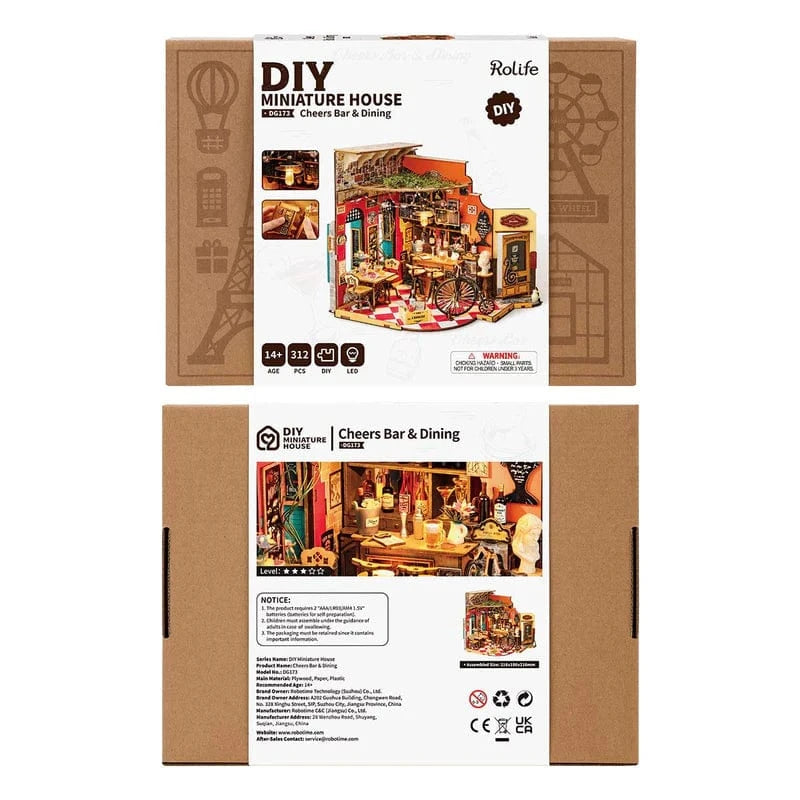 Robotime DIY Mini House Cheers Bar & Dining Kit