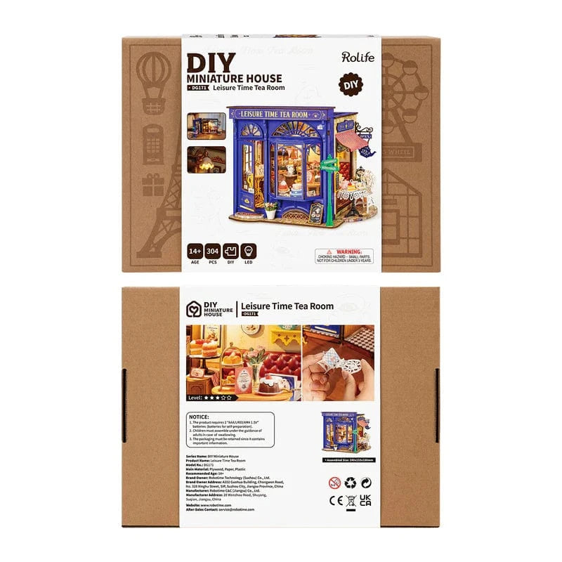 Robotime DIY Mini House Leisure Time Tea Room Kit