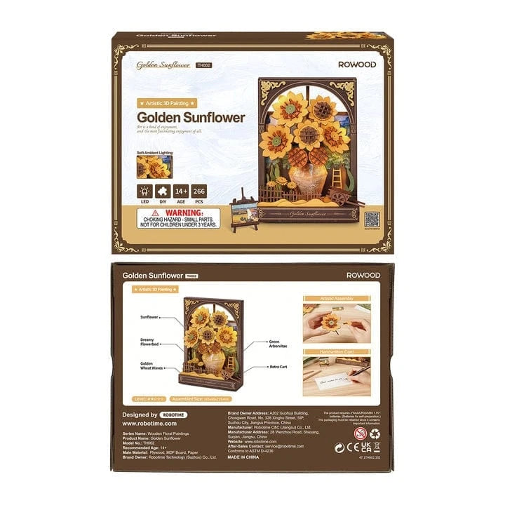 Robotime Diy Wood Bloom Craft Golden Sunflower Kit