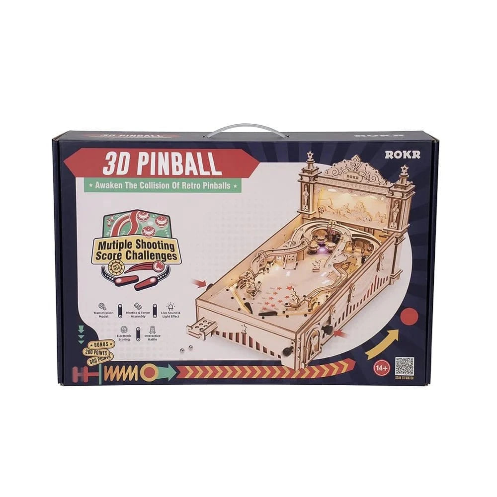 Robotime ROKR 3D Pinball Machine Wood Kit - Hobbytech Toys