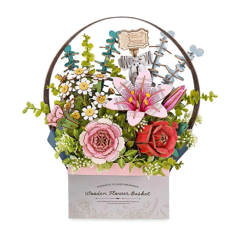 Robotime Wood Bloom Flower Basket Kit