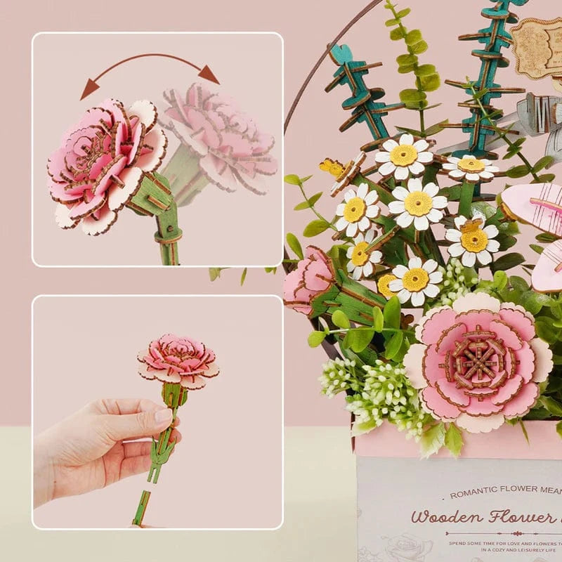 Robotime Wood Bloom Flower Basket Kit