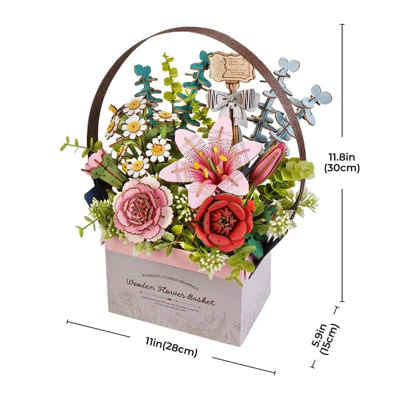Robotime Wood Bloom Flower Basket Kit