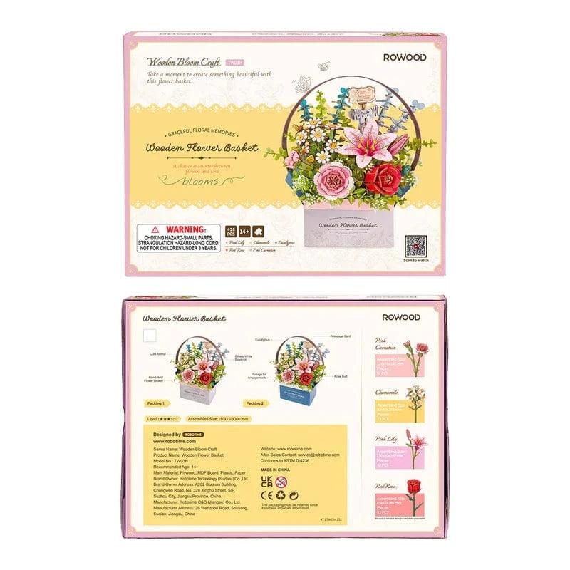 Robotime Wood Bloom Flower Basket Kit