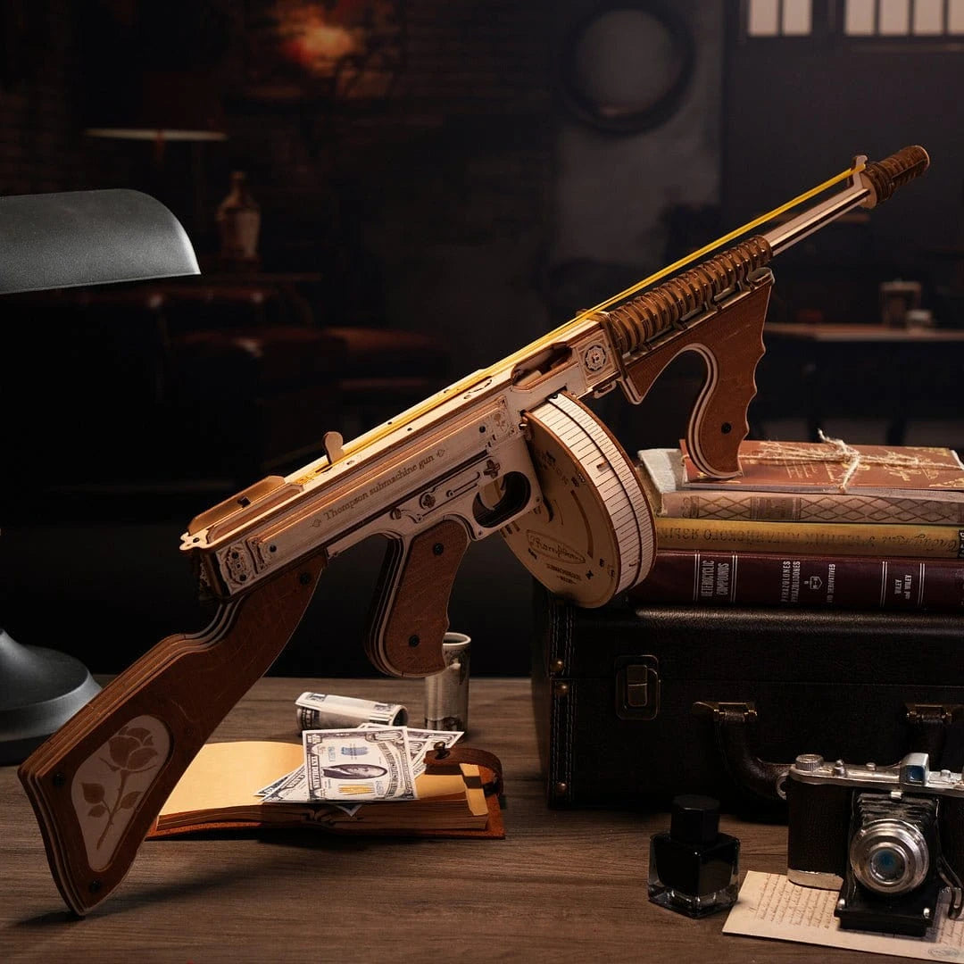 ROKR Thompson Submachine Gun Toy 3D Wooden Kit LQB01 - Hobbytech Toys