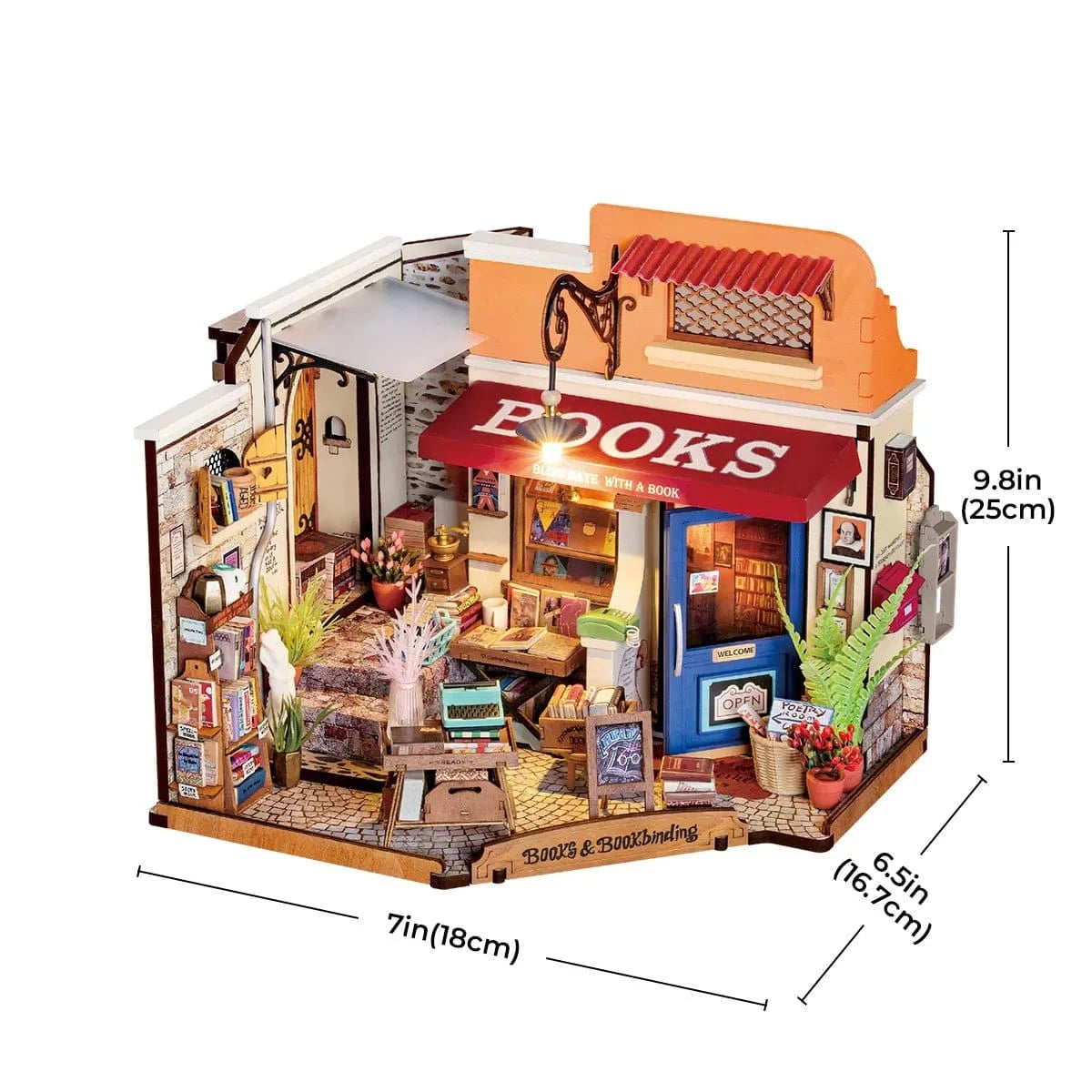 Rolife Corner Bookstore DIY Miniature House Kit DG164 - Hobbytech Toys