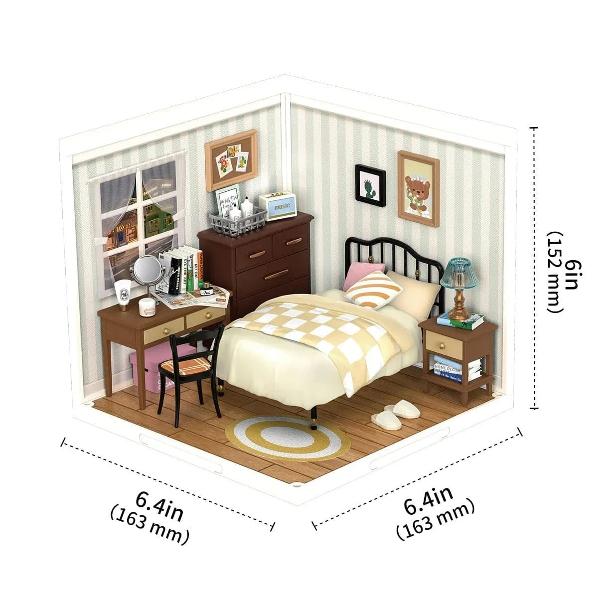 Rolife Sweet Dream Bedroom DIY Plastic Miniature House DW009 - Hobbytech Toys