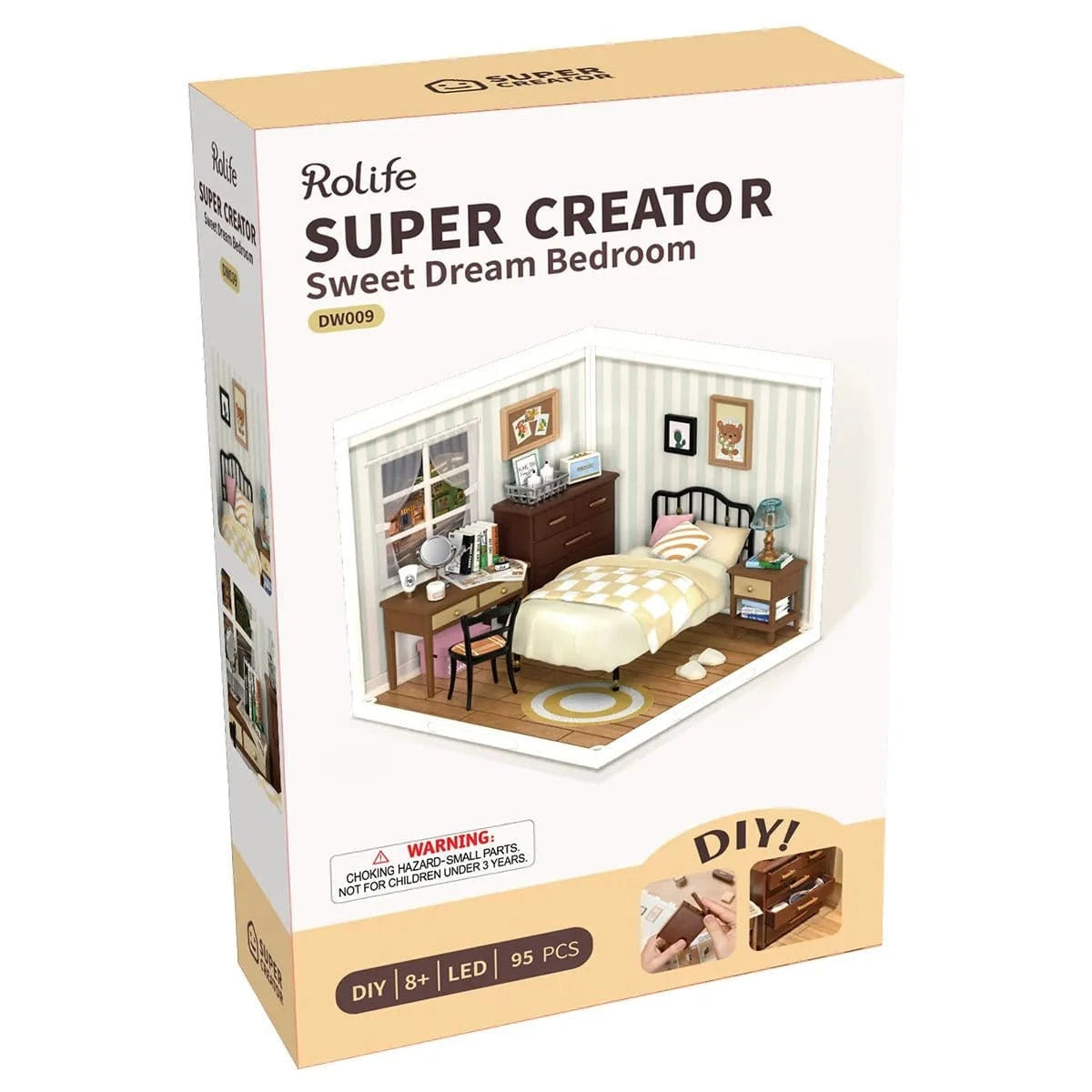 Rolife Sweet Dream Bedroom DIY Plastic Miniature House DW009 - Hobbytech Toys