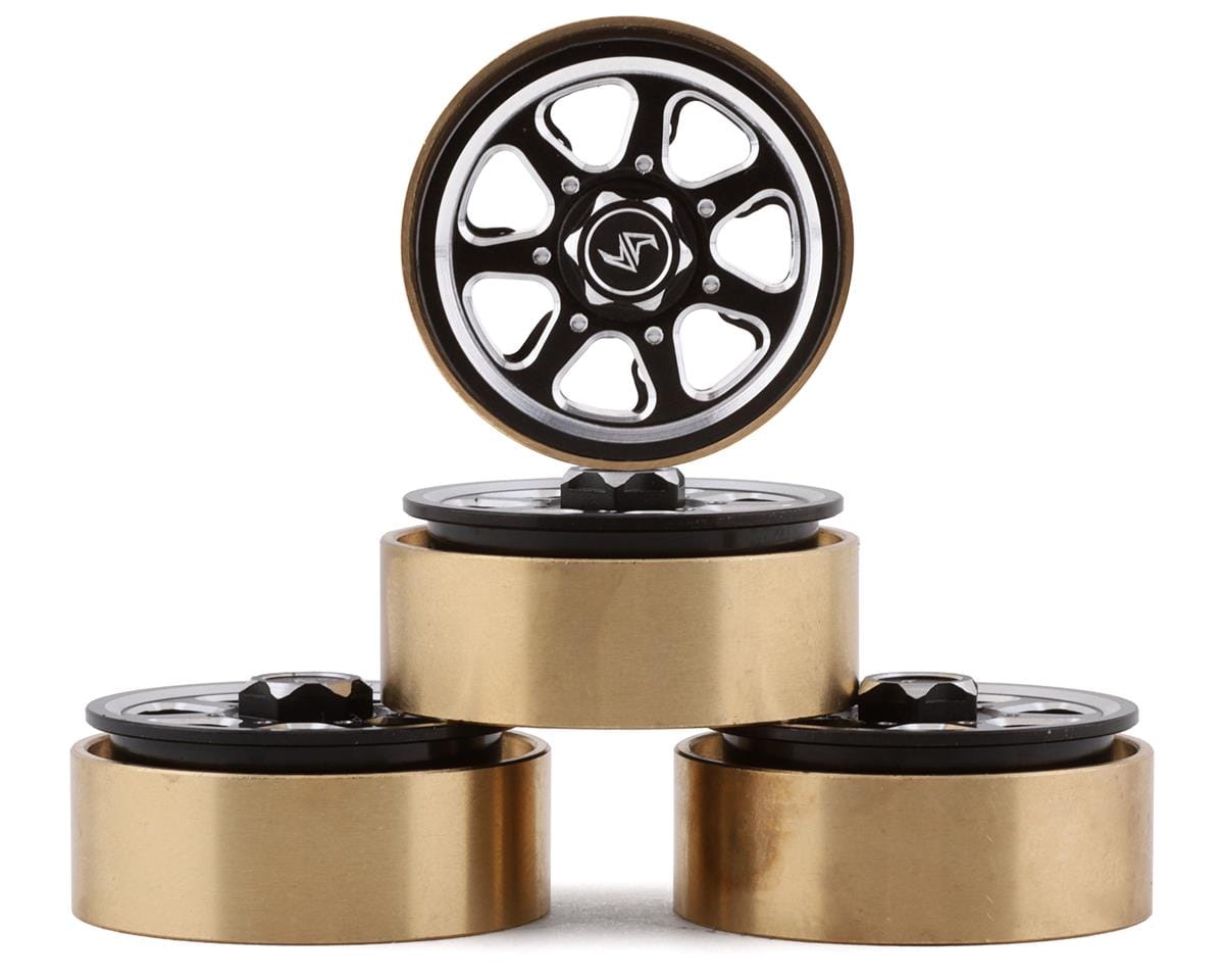 Samix SCX24 Aluminum & Brass 1.0" Beadlock Wheel Set w/Scale Hubs (Black) (4)**