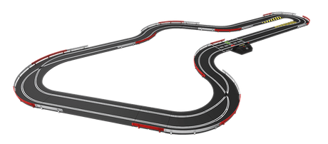 Scalextric C1434 World GT Arc Air Slot Car Set - Sleek, intricate racing track with sharp turns and vibrant red and black design.