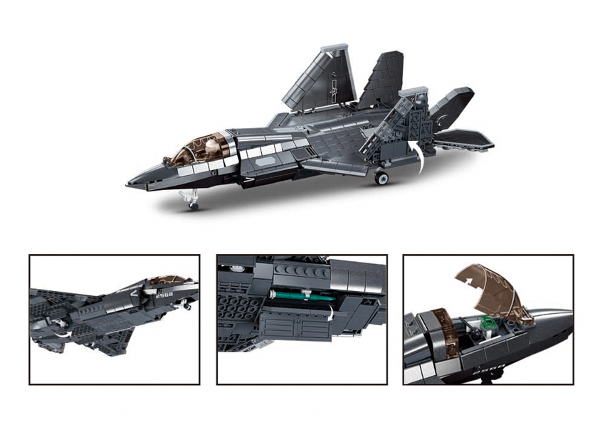 Sluban 1186 J35 Stealth Aircraft - Metal Coating - 838pc Kit - Hobbytech Toys