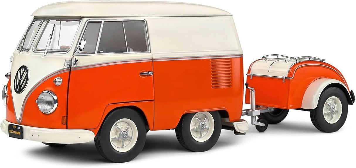 Solido 1/18 1950 VW Kool Kombi Orange/White Diecast Model