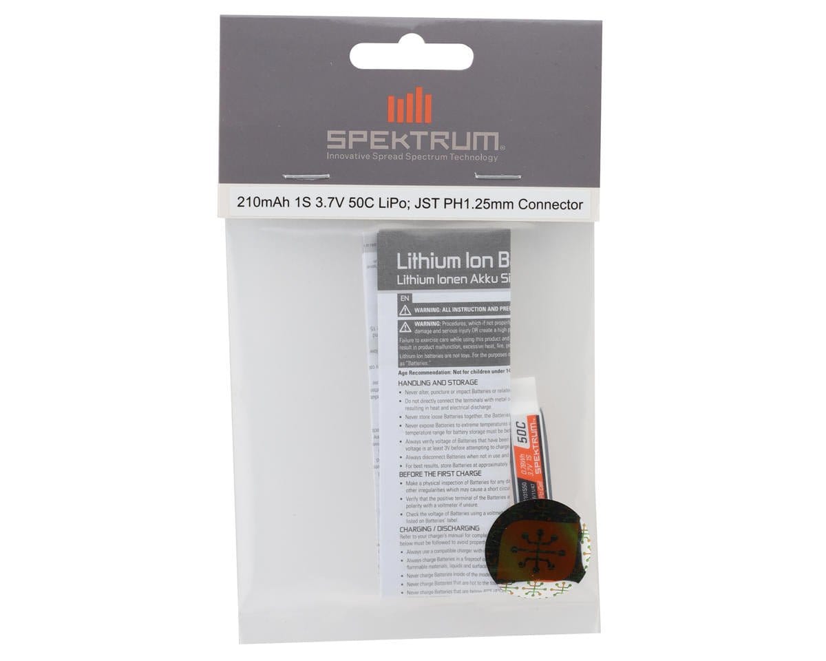 Spektrum 210mAh 1S 3.7V 50C LiPo with JST PH 1.25mm Connector - Hobbytech Toys