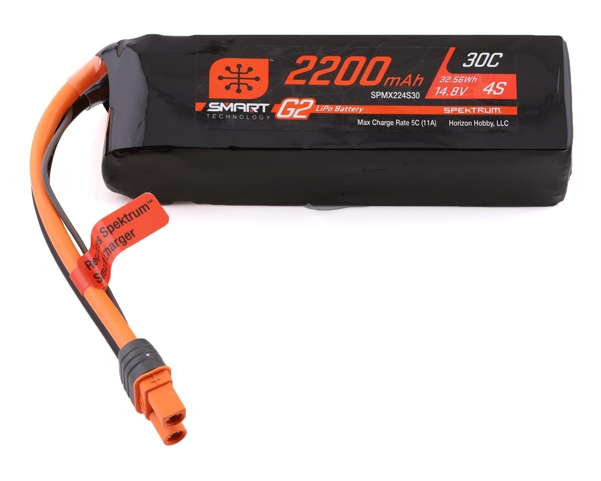 Spektrum 2200mAh 4S 14.8V 30c Smart G2 LiPo Battery with IC3 Connector - Hobbytech Toys