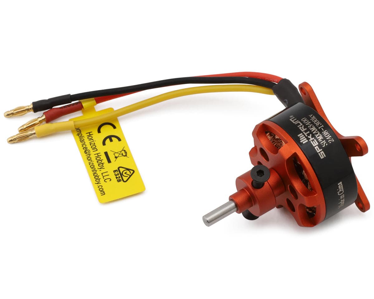 Spektrum 2408-1300Kv 14-Pole Brushless Motor, 4-Site Flat Foamy