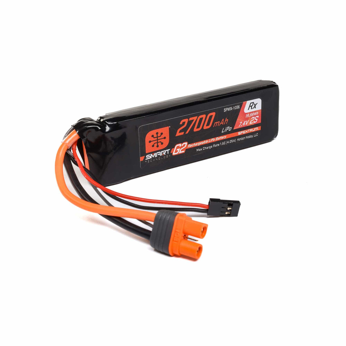 Spektrum SPMX-1056 2700mAh 2S 15C Smart G2 Receiver LiPo Battery IC3