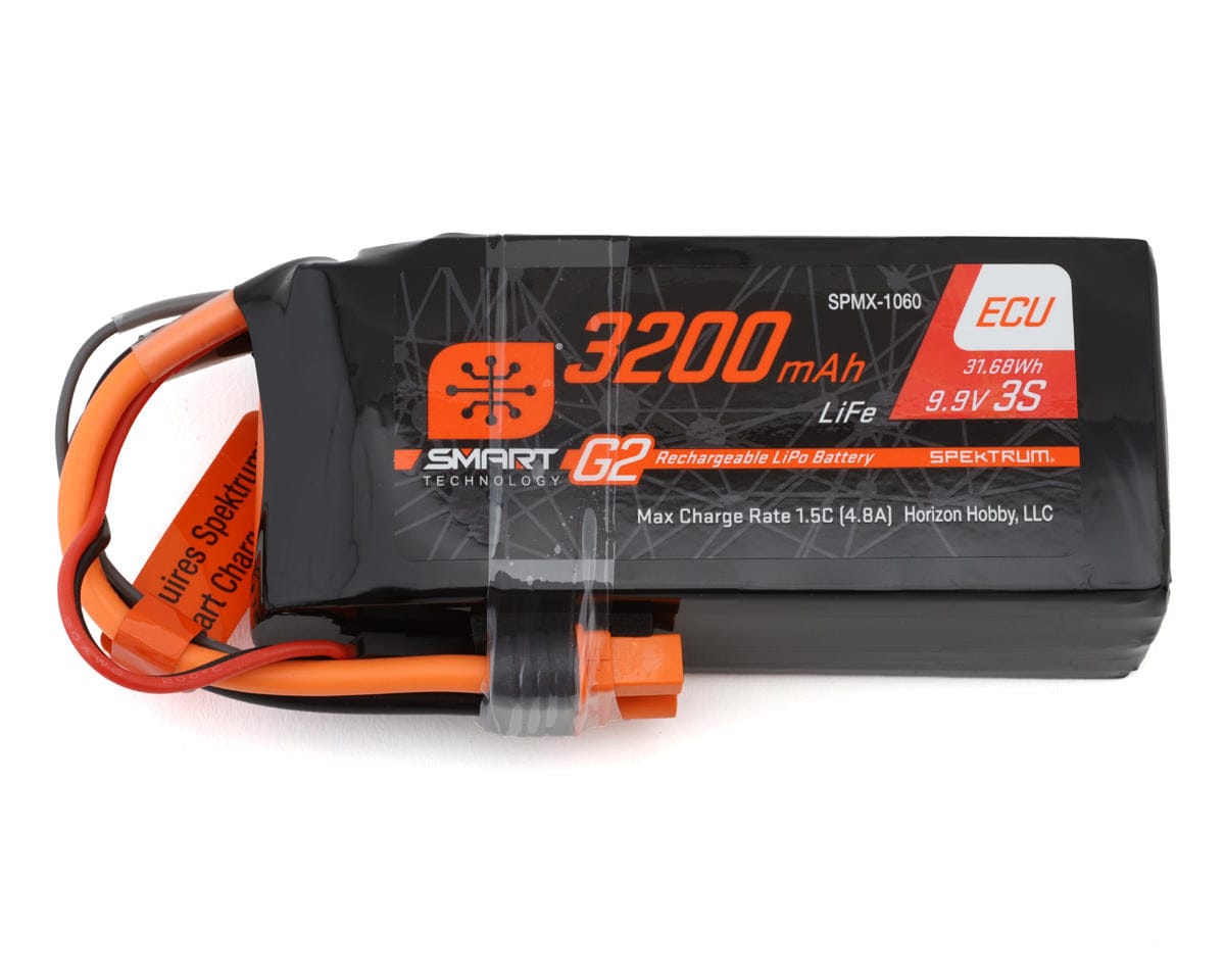 Spektrum 3200mAh 3S 9.9V 10C Smart G2 ECU LiFe Battery IC3 SPMX-1060
