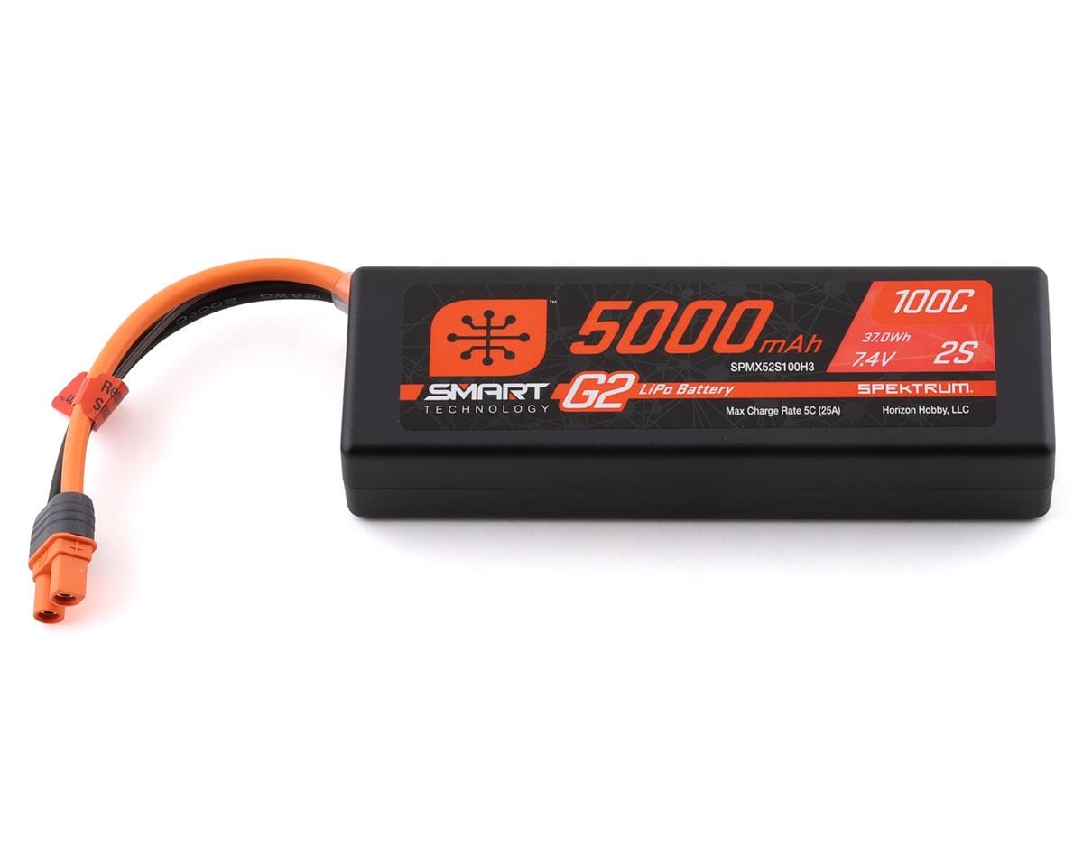 Spektrum 5000mAh 2S 7.4V 100C Smart G2 Hard Case LiPo Battery SPMX52S100H3
