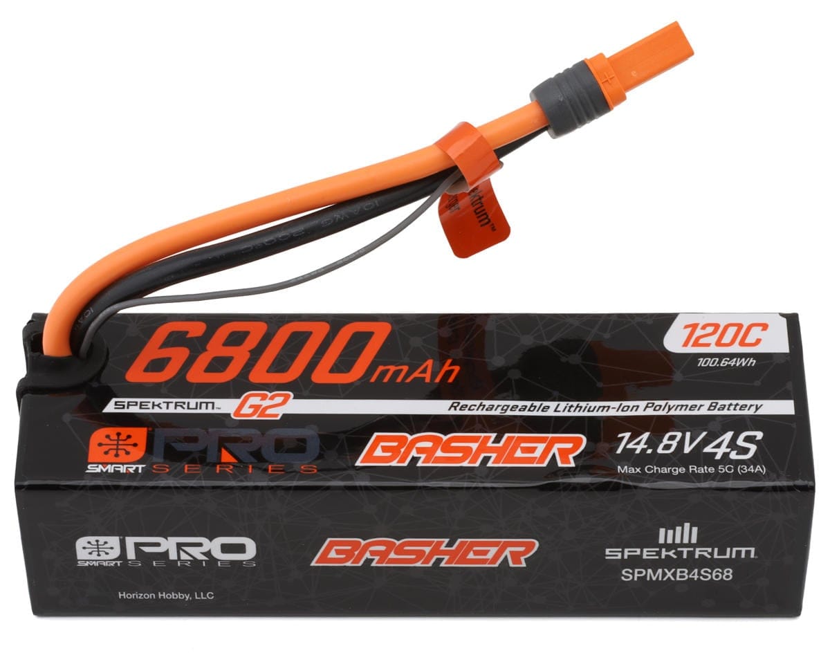Spektrum 6800mAh 4S 14.8V 120C Smart Pro Basher LiPo Battery IC5 SPMXB4S68