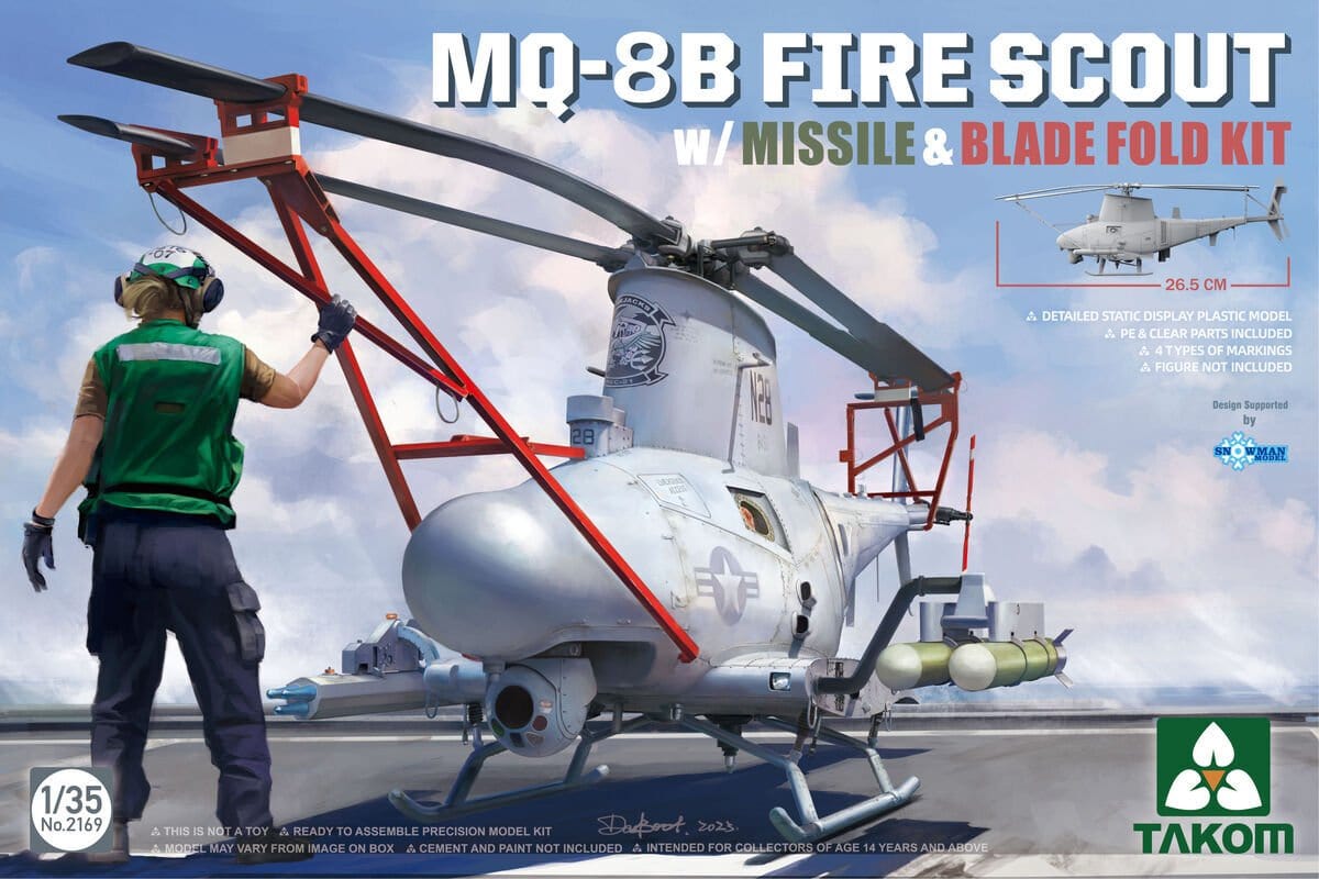 Takom 1/35 MQ - 8B Fire Scout w/ Missile & Blade Fold Kit Plastic Model Kit - Hobbytech Toys