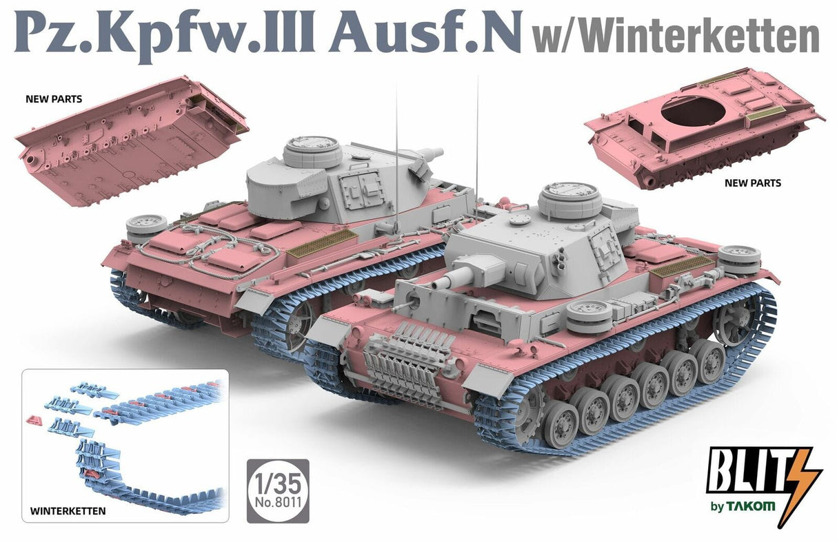Takom 1/35 Pz.Kpfw.III Ausf.N w/ Winterketten Plastic Model Kit - Hobbytech Toys