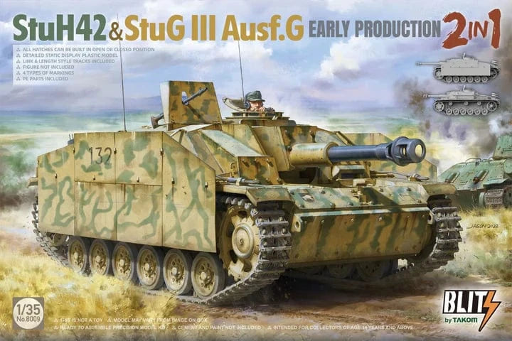 Takom 8006 1/72 StuH42 & StuG III Ausf.G Late Prodution 2 in 1 Plastic Model Kit - Hobbytech Toys
