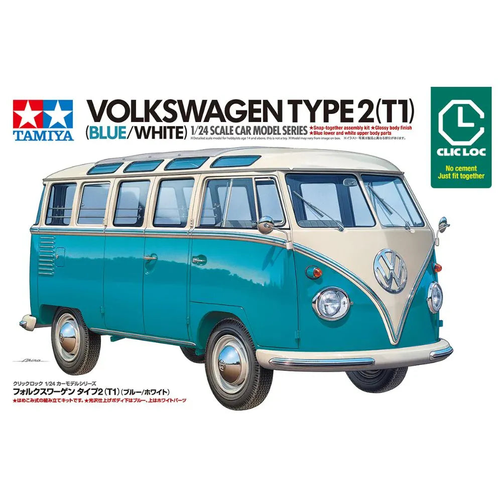 Tamiya 1/24 Volkswagen Type 2 (T1) Blue/White (Clic Loc Kit)