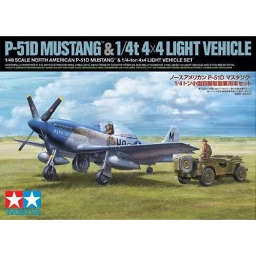 Tamiya 25205 1/48 North American P-51D Mustang & ¼-ton 4x4 Light Vehicle Set - Hobbytech Toys
