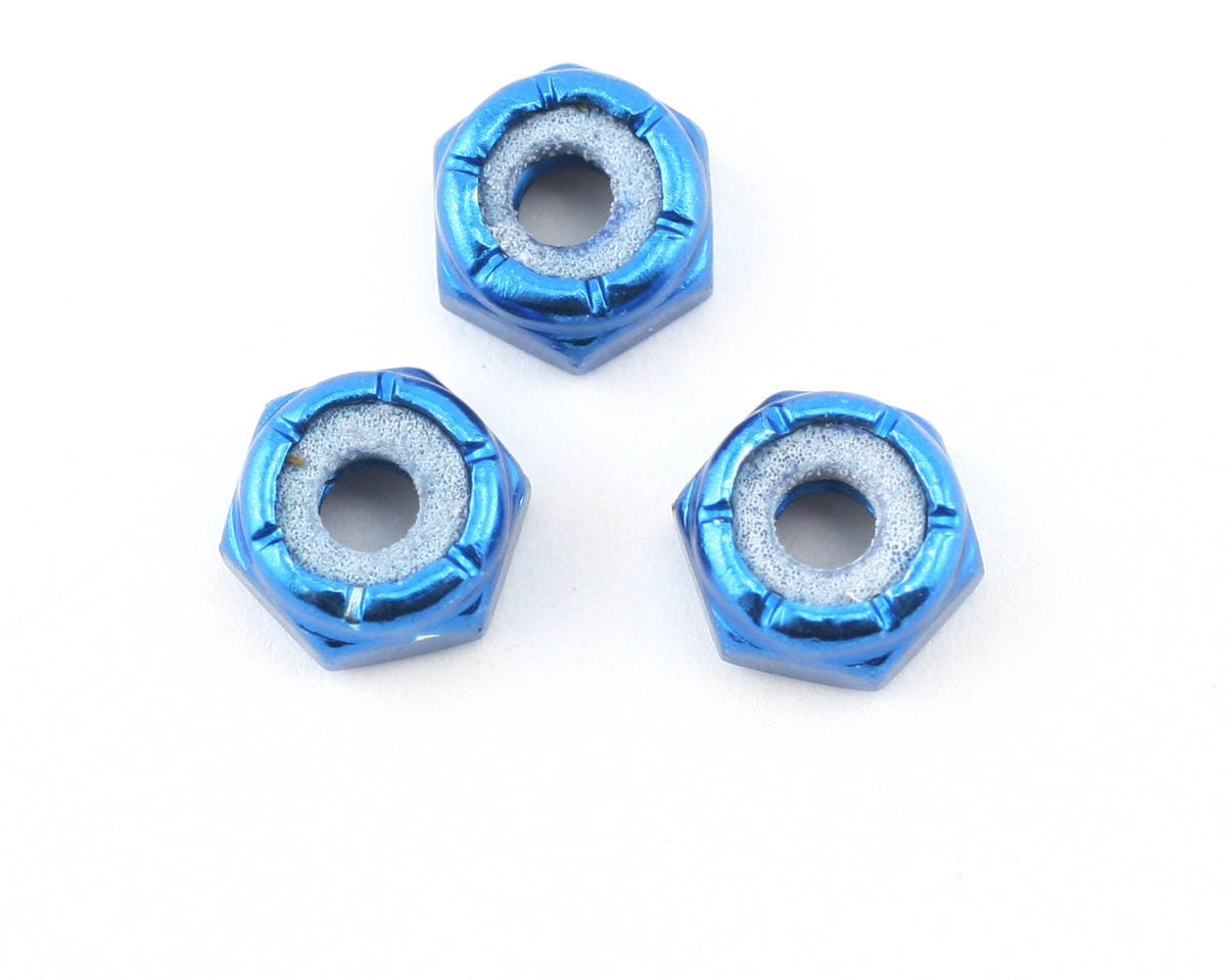 Team Associated Locknuts 8-32 Low Profile Blue Aluminum 3438