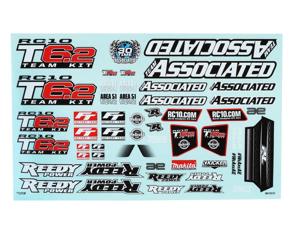 Team Associated RC10T6.2 Decal Sheet 71153