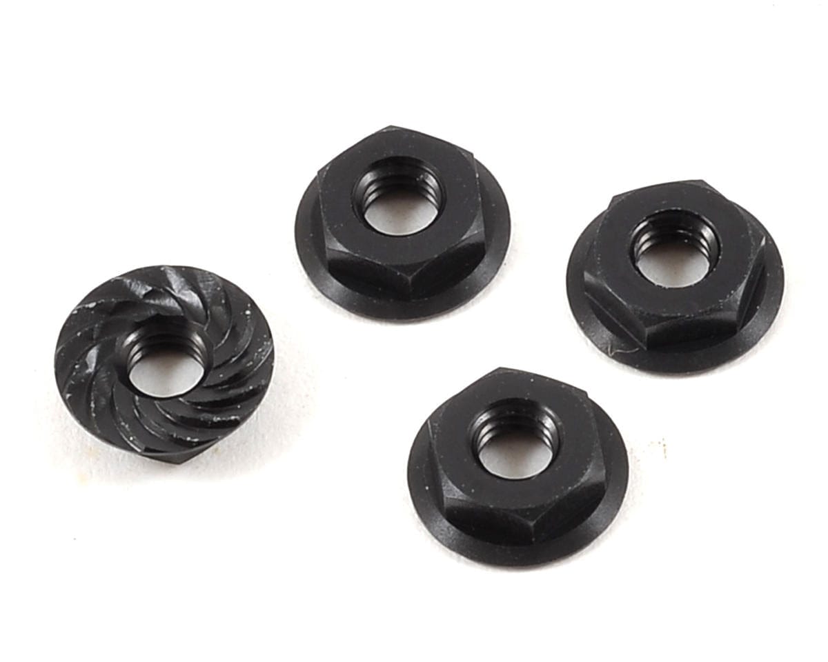 Team Losi Racing TLR336003 Black M4 Low Profile Serrated Locknuts (4)