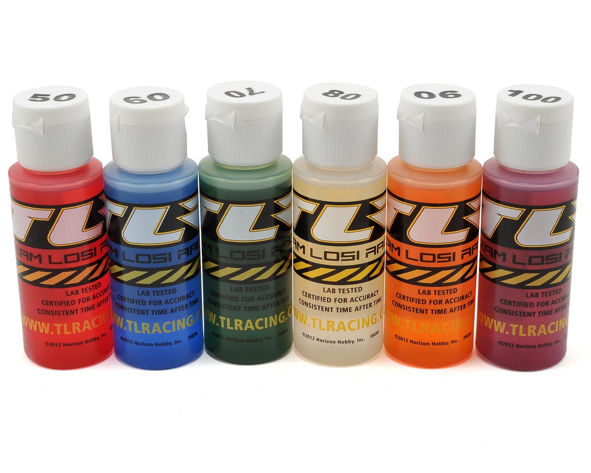 TLR Silicone Shock Oil 2oz 6pk, 50, 60, 70, 80, 90, 100wt - genuine TLR product TLR74021