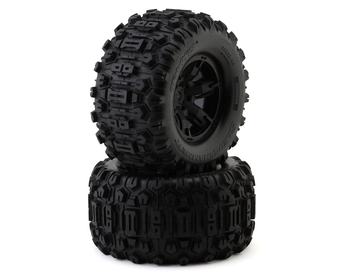 Traxxas 7871 X - Maxx/XRT Pre - Mounted Sledgehammer Belted Tires - 17mm Hex - Black (2) - Hobbytech Toys
