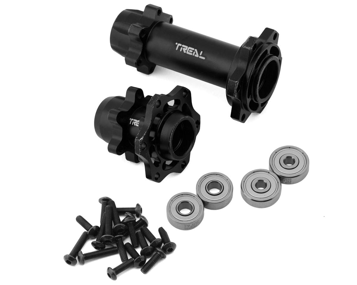 Treal Hobby Promoto CNC Aluminum Front & Rear Hub Set (Black) - Hobbytech Toys