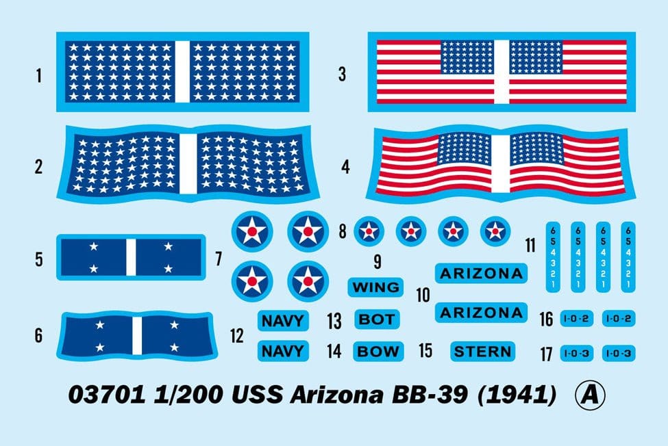 Trumpeter 03701 1/200 USS Arizona BB - 39 1941 Plastic Model Kit - Hobbytech Toys