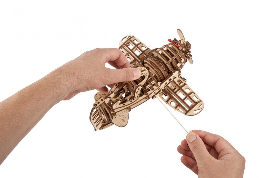 Ugears 70183 Mad Hornet Airplane Wooden Model Kit - Hobbytech Toys